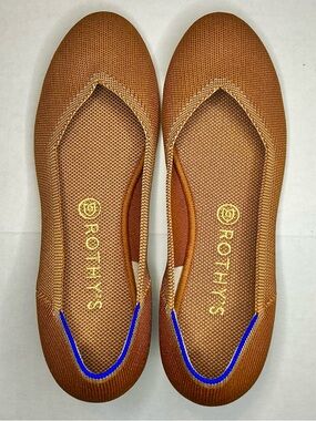Rothy's Women's Size 9.5 Ginger Orange The Daily Flat, Round Toed with Blue Trim